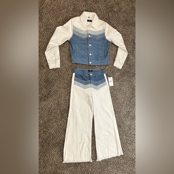 New 7 For All Mankind Tricolor Stitched Denim Jacket and Pant Outfit. - Picture 4 of 13